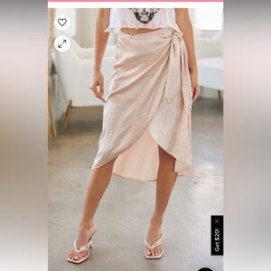 Lulu’s Light Pink Faux Satin Wrap Skirt